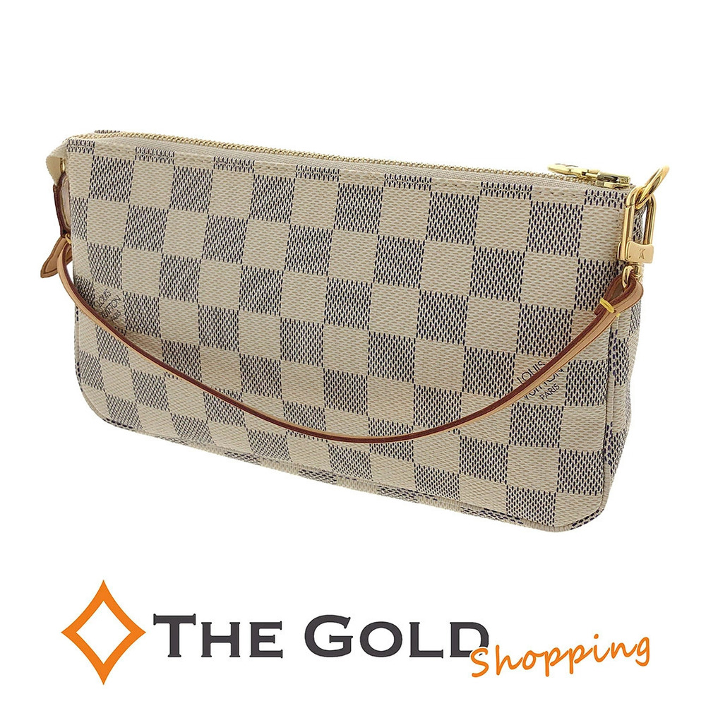 Louis Vuitton Pochette Accessoires Damier Pouch Canvas Azur White